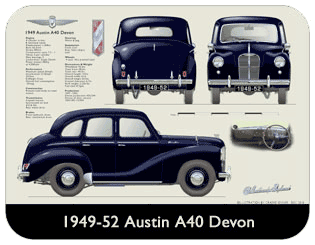 Austin A40 Devon 1949-52 Place Mat, Medium